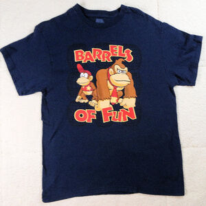 Super Mario Barrels of Fun Black T-Shirt Large